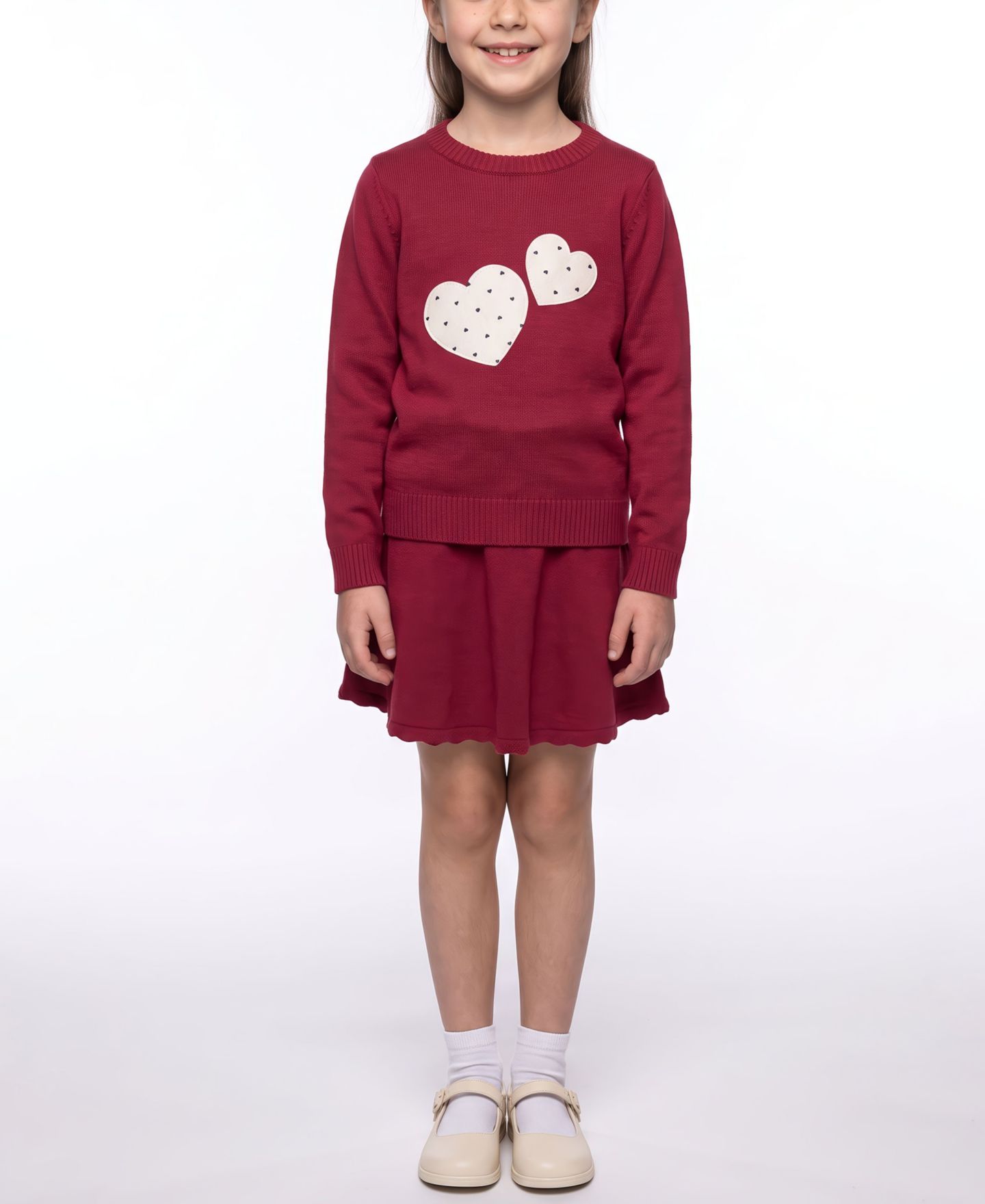 Свитер CeCe Bow and Heart Crewneck для девочек, цвет: Средний красный — фото 6