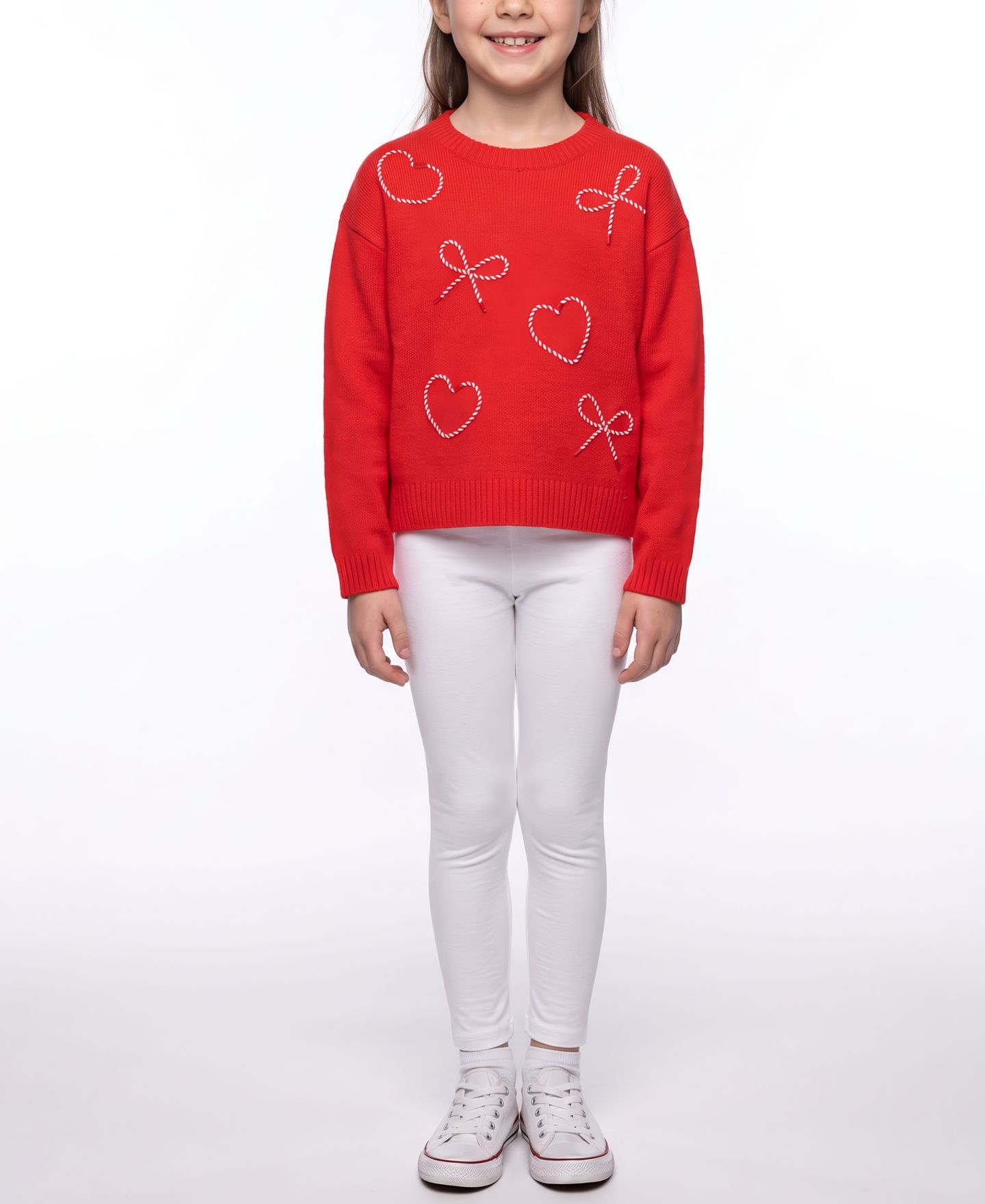 Свитер CeCe Bow Heart Soutache Long-Sleeve для девочек, цвет: Красный — фото 5