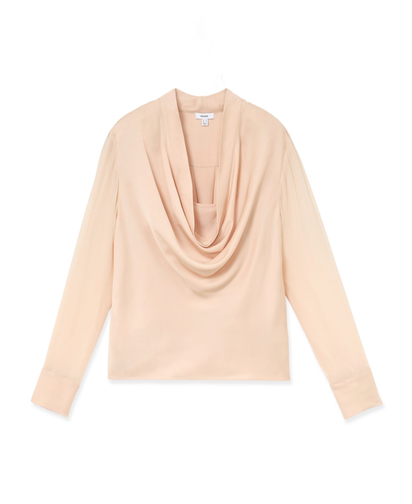 Женская блузка REISS Dina Cowl Neck Long-Sleeve Satin, цвет: Персиковый — фото 5
