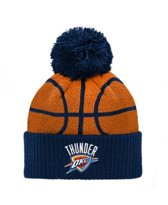 Preschool Navy Oklahoma City Thunder Basketball Head Cuffed Knit with pom Hat