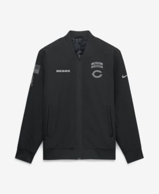 Men's Black Chicago Bears 2026 Salute to Service Sideline Full-Zip Bomber Jacket