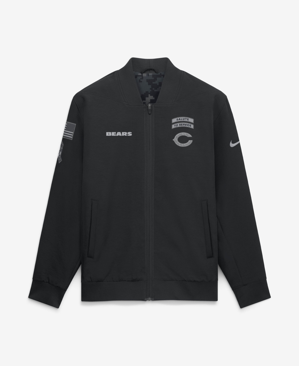 Nike Men's Black Chicago Bears 2026 Salute to Service Sideline Full-Zip Bomber Jacket - Black