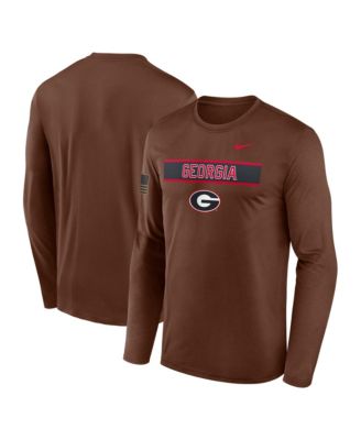 Men's Brown Georgia Bulldogs 2026 Military Appreciation Dri-FIT Long-Sleeve T-Shirt