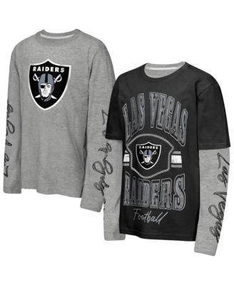 Big Boys' and Girls' Black/Silver Las Vegas Raiders Motion T-Shirt Combo Set, 2-Piece
