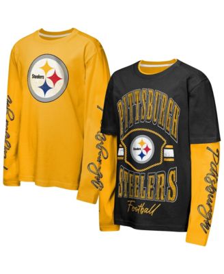 Big Boys' and Girls' Black/Gold Pittsburgh Steelers Motion T-Shirt Combo Set, 2-Piece