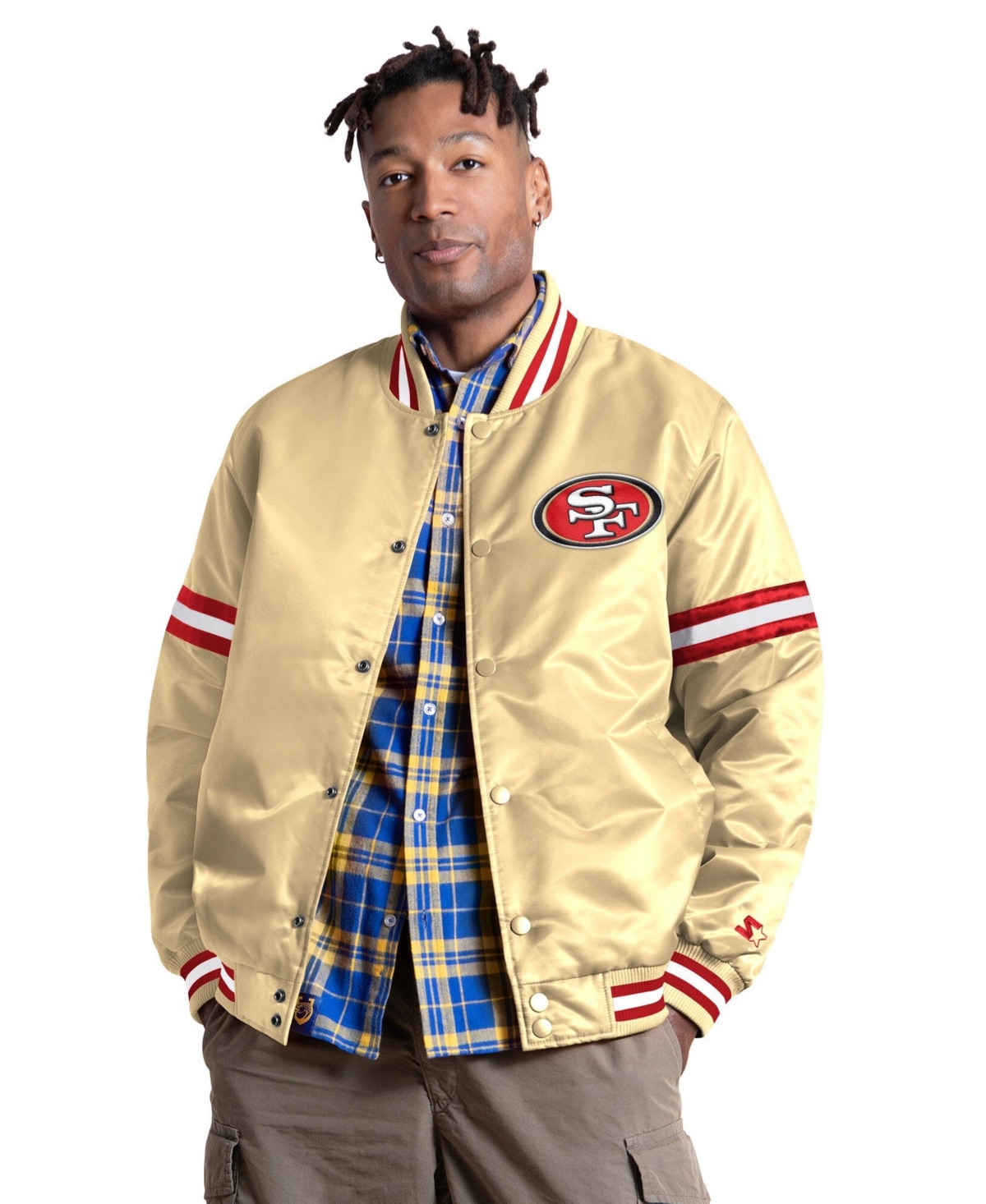 Starter Men's Gold San Francisco 49ers Courtside Ii Alternate Logo Varsity Full Snap Jacket - Gold, Red