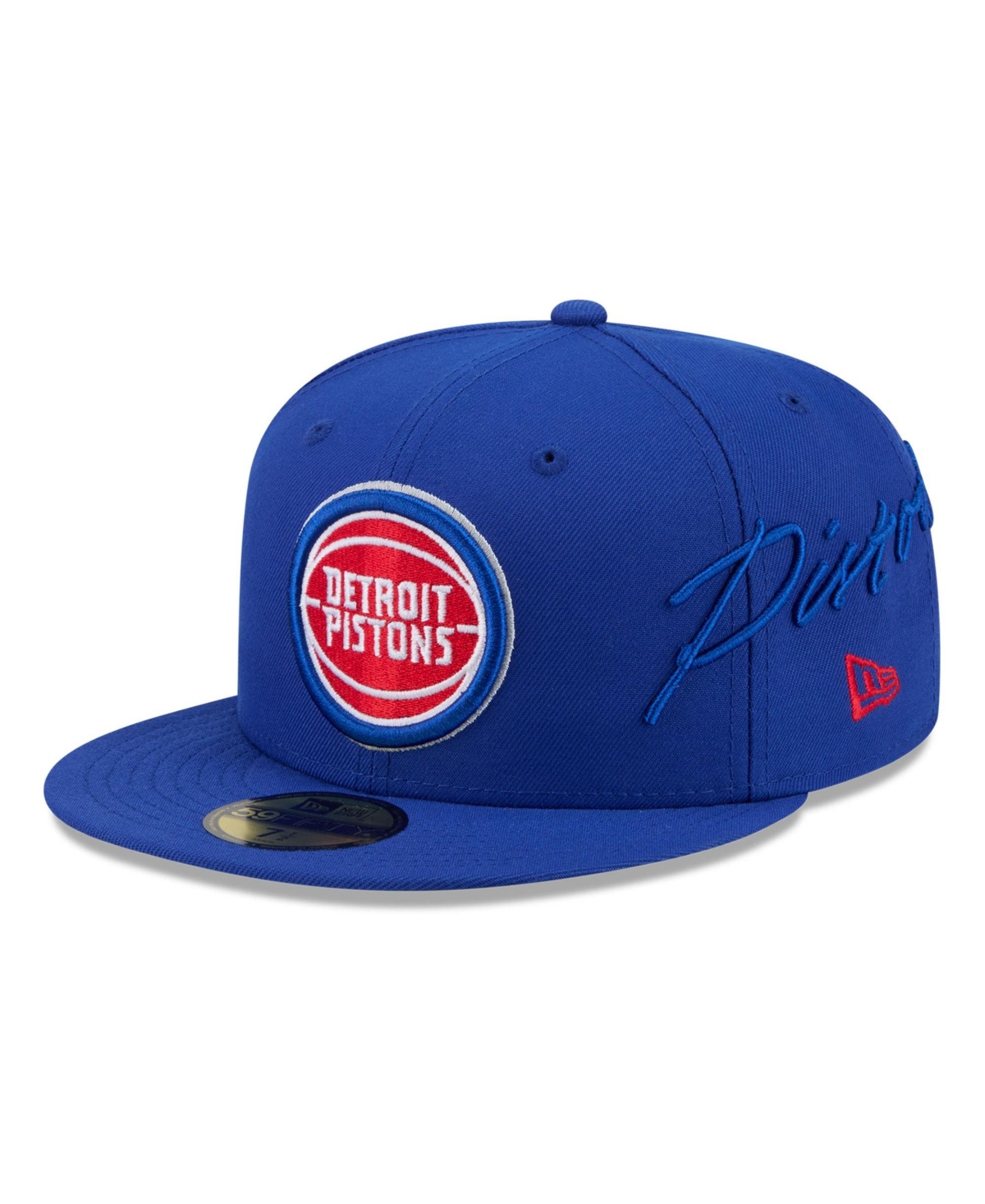 New Era Men's Blue Detroit Pistons Side Script 59FIFTY Fitted Hat - Blue