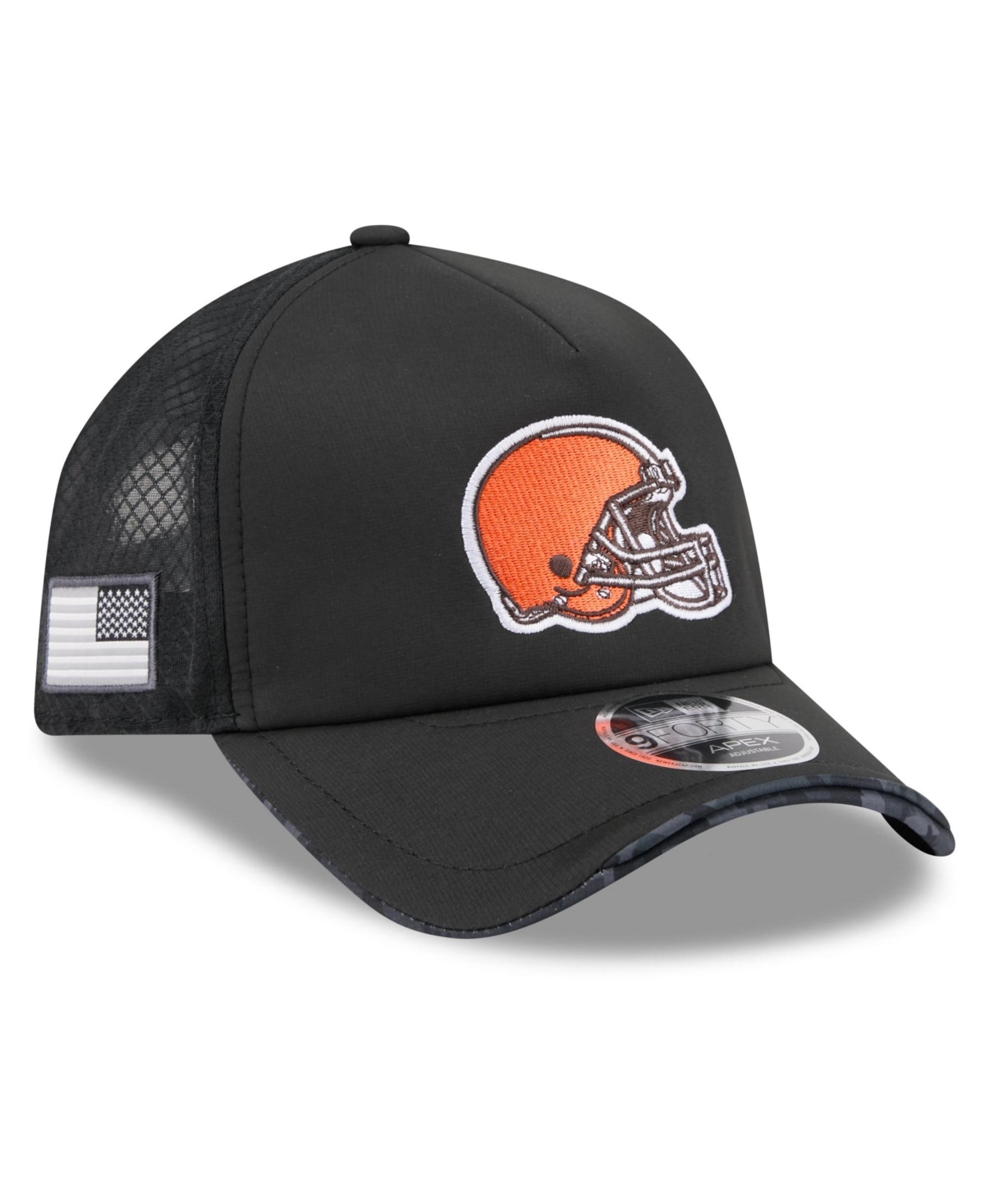 New Era Men's Black Cleveland Browns 2026 Salute To Service Apex 9FORTY Adjustable Trucker Hat - Black