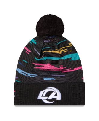 Men's Black Los Angeles Rams 2026 NFL Crucial Catch Cuffed Knit with Pom Hat
