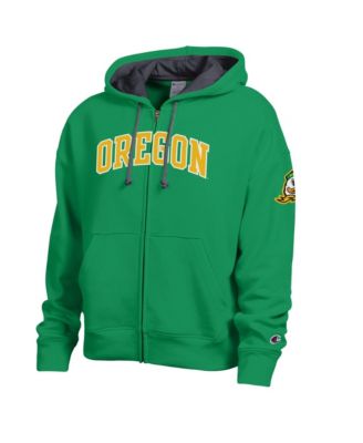 Women's Green Oregon Ducks Arch Full-Zip Fleece Hoodie