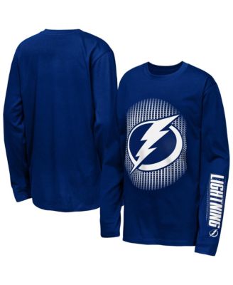 Big Boys' and Girls' Blue Tampa Bay Lightning Regroup Reset Long-Sleeve T-Shirt