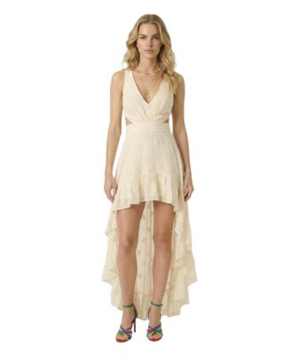 Women's High-Low Ruffle-Hem Cutout-Waist Dress