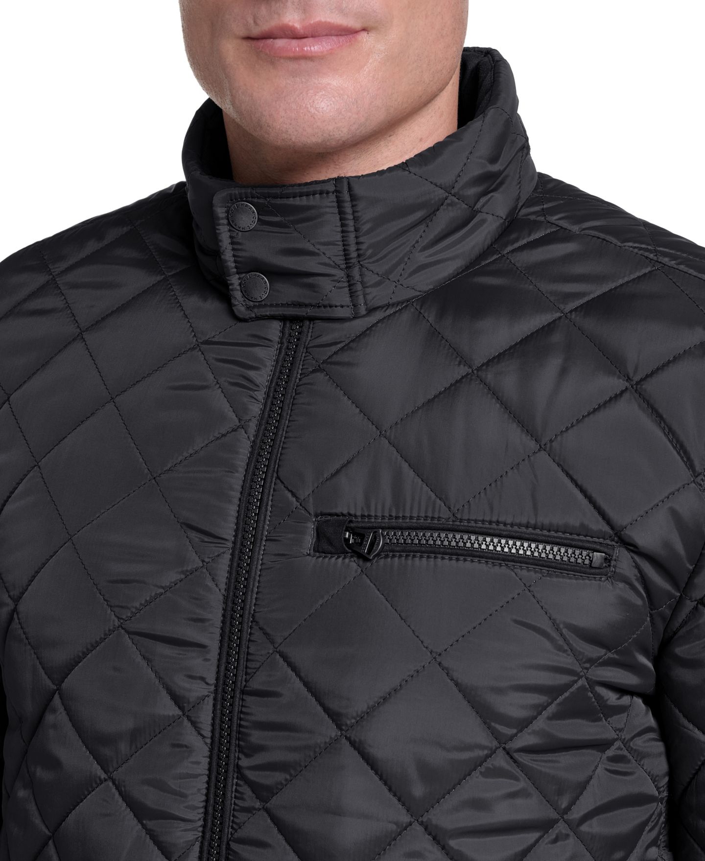 Мужская куртка Cole Haan Quilted Faux Suede-Trim Faux Sherpa-Lined, цвет: Чёрный — фото 4