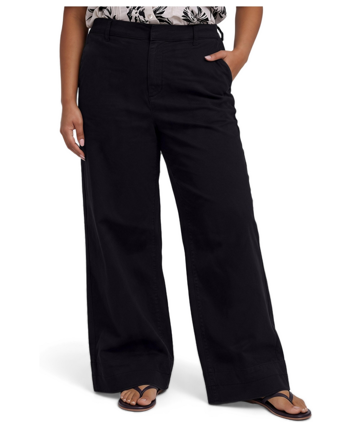 Torrid Plus Size Belle Isle High-Rise Wide-Leg Cropped Pants - Deep black