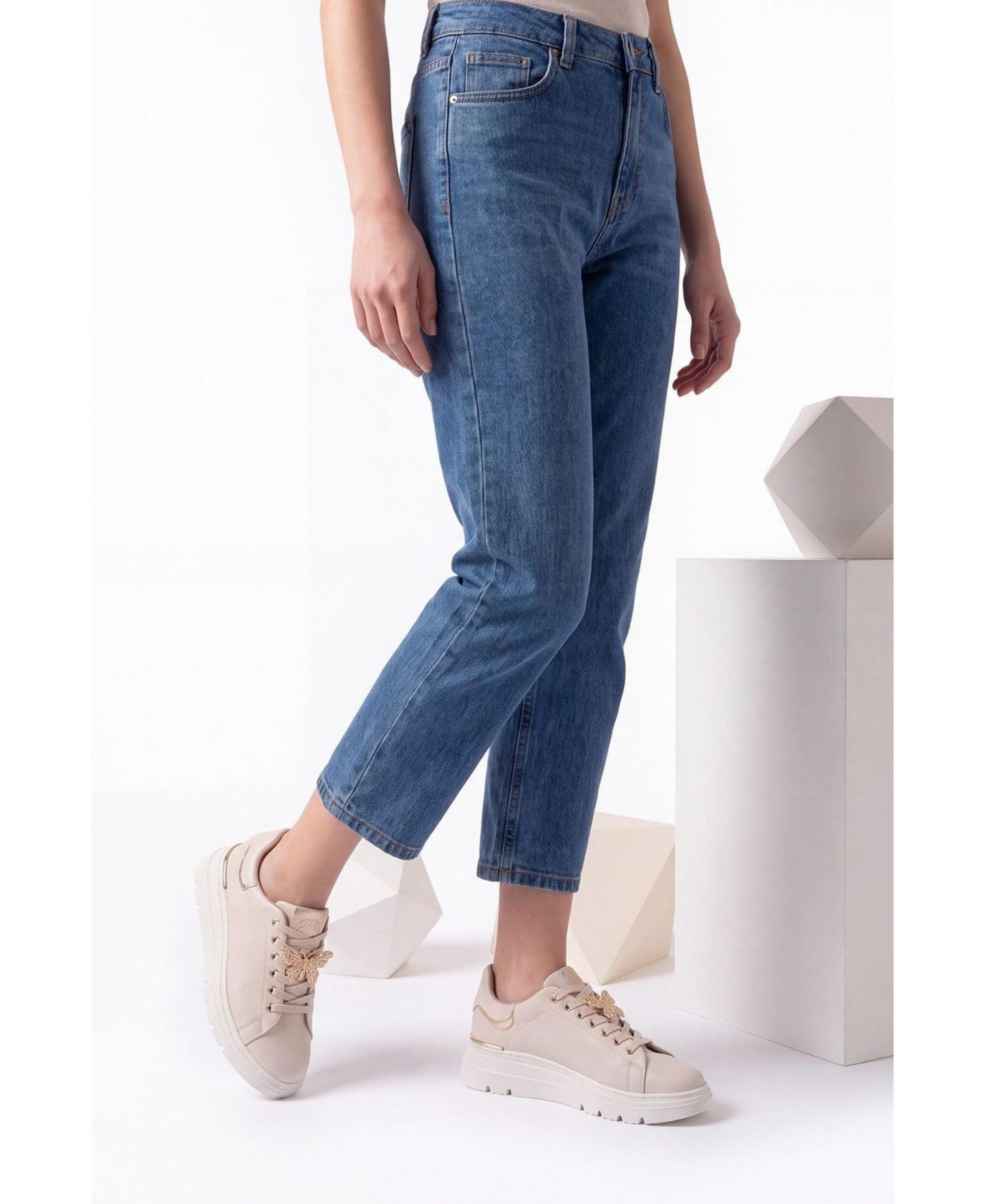 Женские кроссовки Forever & Always Shoes Jenny Leather Round-Toe Casual, цвет: Бежевый — фото 9