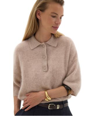 Women's Ziggy Brushed Wool 3/4-Sleeve Polo