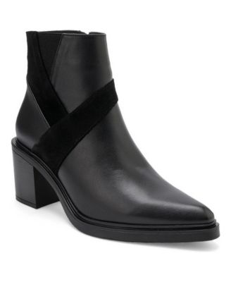 Jessica Pointed-Toe Block-Heel Leather Ankle Boots