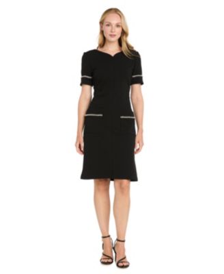 Women's Sophia Christina Scuba Crepe Cap-Sleeve Embellished Sheath Dress
