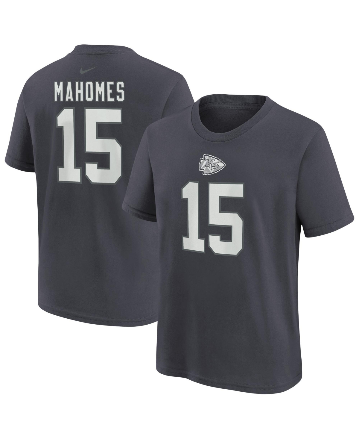 Nike Big Boys' and Girls' Patrick Mahomes Anthracite Kansas City Chiefs Name & Number T-Shirt - Anthracite