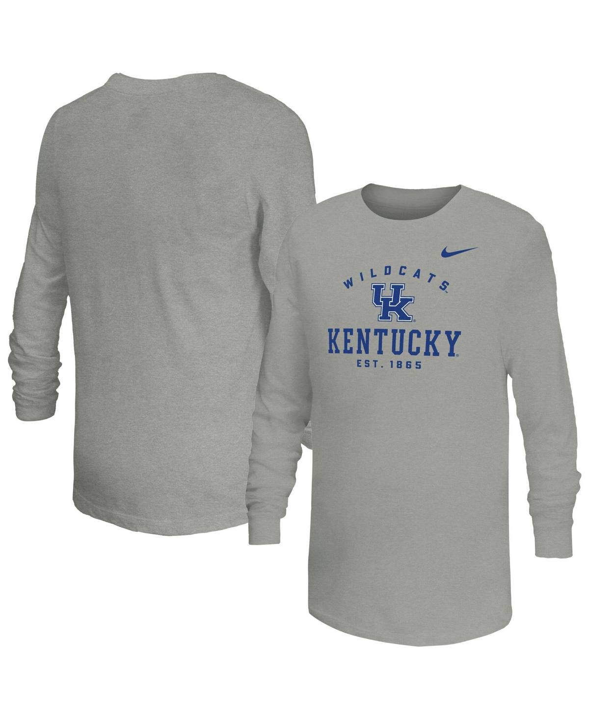 Nike Big Boys' and Girls' Gray Kentucky Wildcats Legend Dri-fit Long-Sleeves T-Shirt - Gray