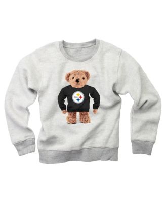 Big Boys' and Girls' Gray Pittsburgh Steelers Reverse Fleece Teddy Bear Sweatshirt