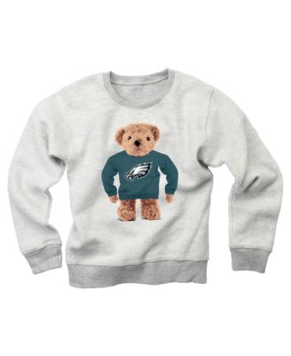 Big Boys' and Girls' Gray Philadelphia Eagles Reverse Fleece Teddy Bear Sweatshirt