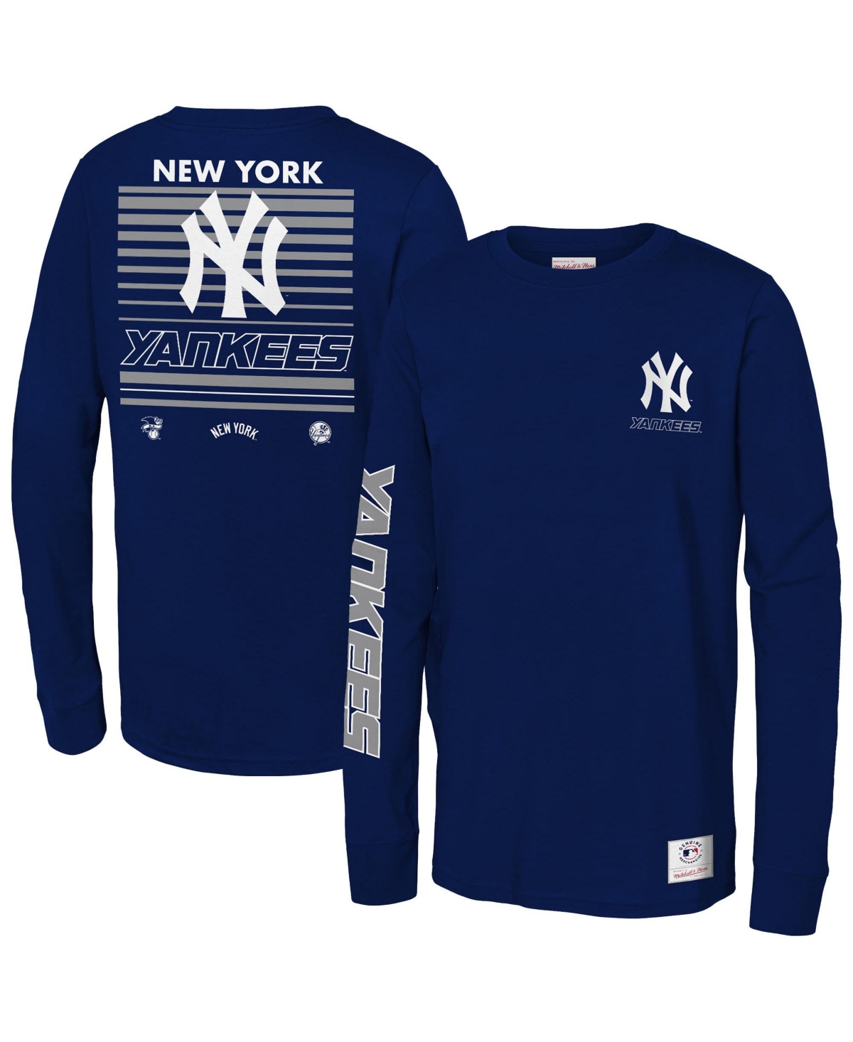 Mitchell & Ness Big Boys' and Girls' Navy New York Yankees Triple Play Long-Sleeves T-Shirt - Navy