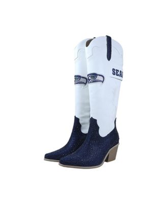 Women's White Seattle Seahawks Crystal Cowboy Boots