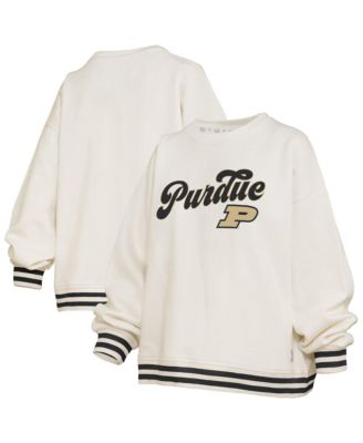 Women's Cream Purdue Boilermakers Bonanza Chenille Ribbed Sweatshirt