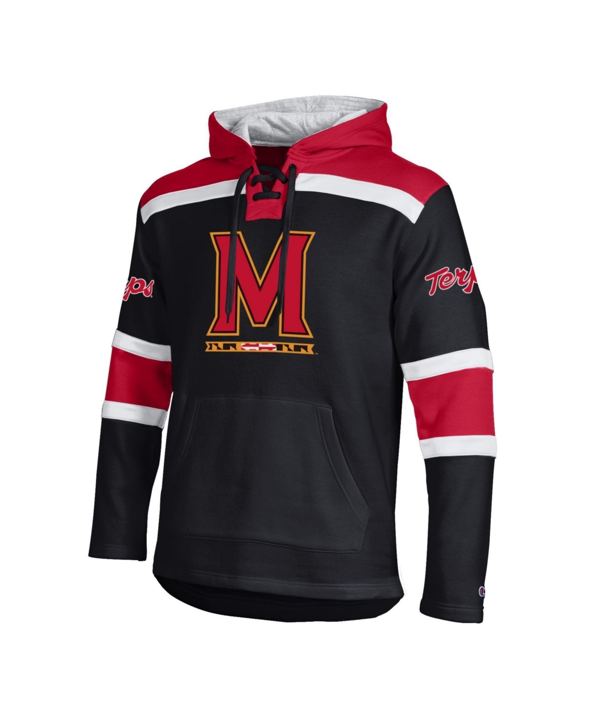 Champion Men's Black Maryland Terrapins Lacer Fleece Hoodie - Black