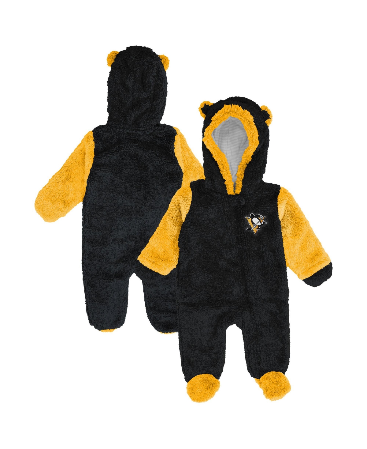Outerstuff Baby Boys and Girls Black Pittsburgh Penguins Stay Napping Fleece Bunting Full-Zip Sleeper - Black