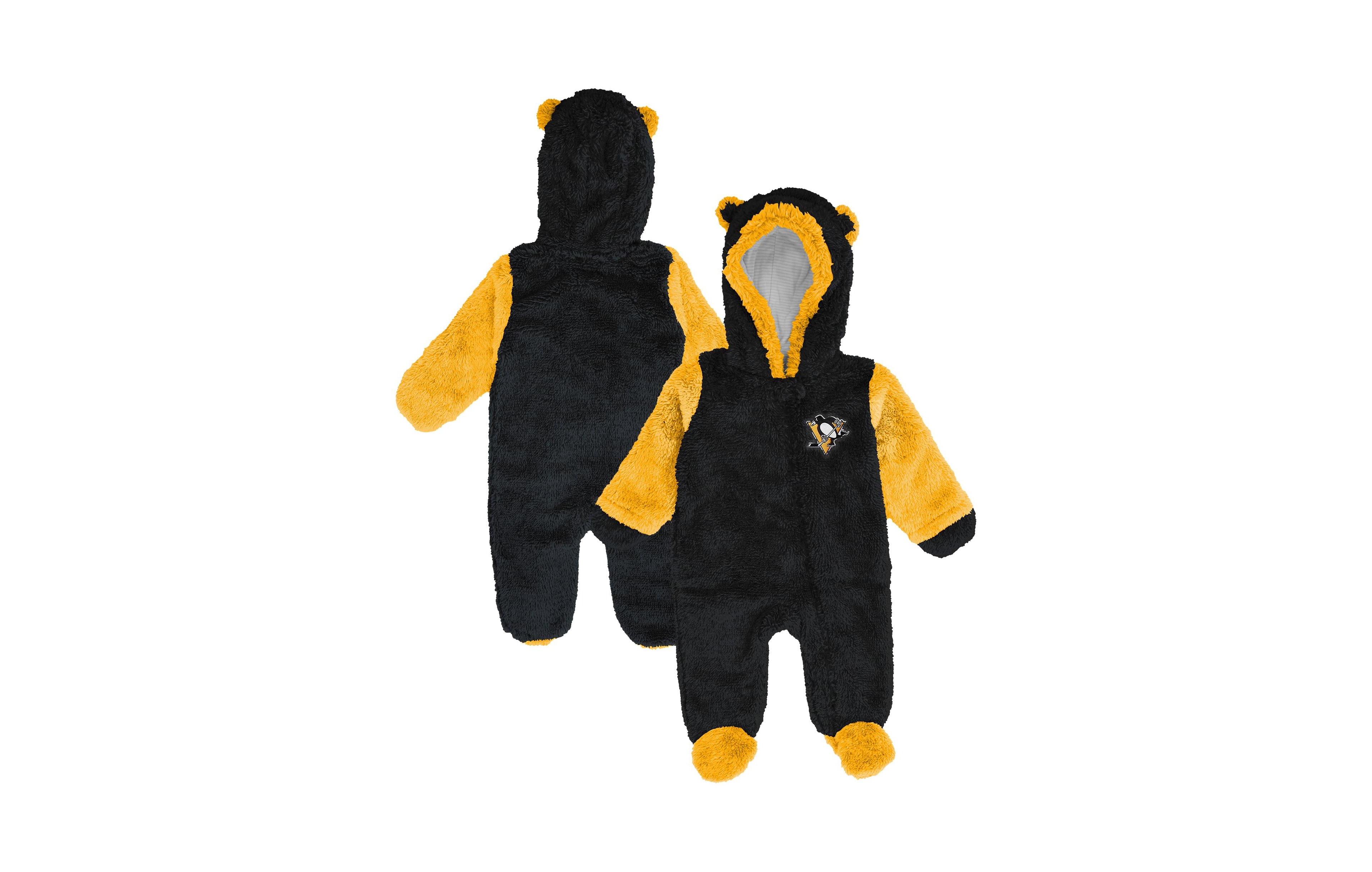 Outerstuff Baby Boys and Girls Black Pittsburgh Penguins Stay Napping Fleece Bunting Full-Zip Sleeper