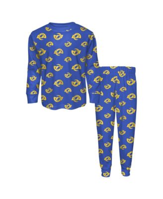 Big Boys' and Girls' Royal Los Angeles Rams All-Over-Print Long-Sleeves T-Shirt and Pants Sleep Set