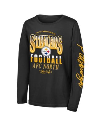 Big Boys' and Girls' Black Pittsburgh Steelers Real Ones Long-Sleeves T-Shirt
