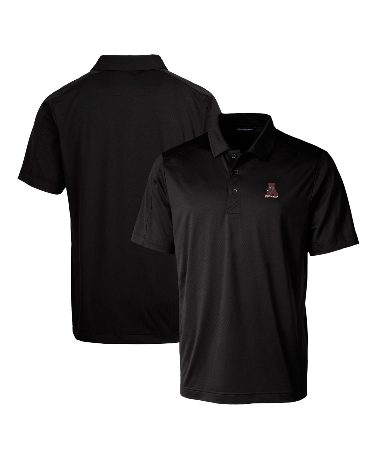 Cutter & Buck Men Black Alabama Crimson Tide Primary Team Logo Prospect Textured Stretch Polo Shirt - Black