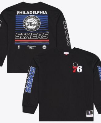 Men's Black Philadelphia 76ers Triple Check Long-Sleeves T-Shirt