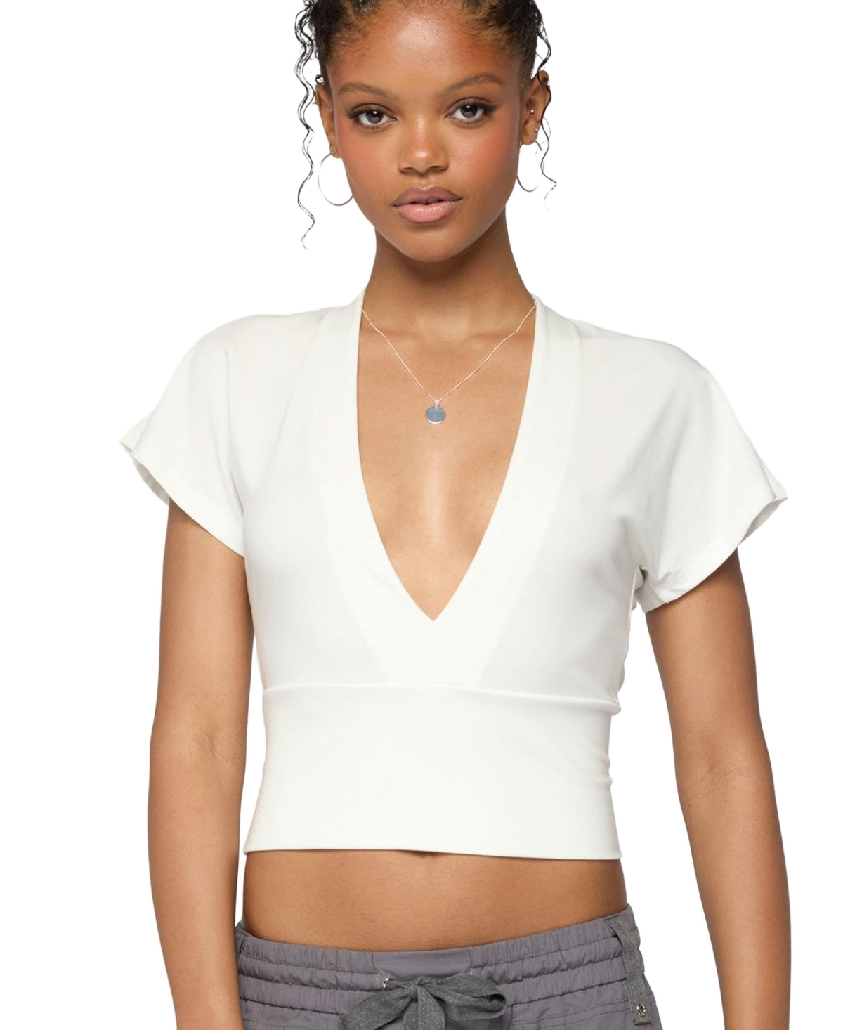 Edikted Women's Mundy Deep V Neck Top - White