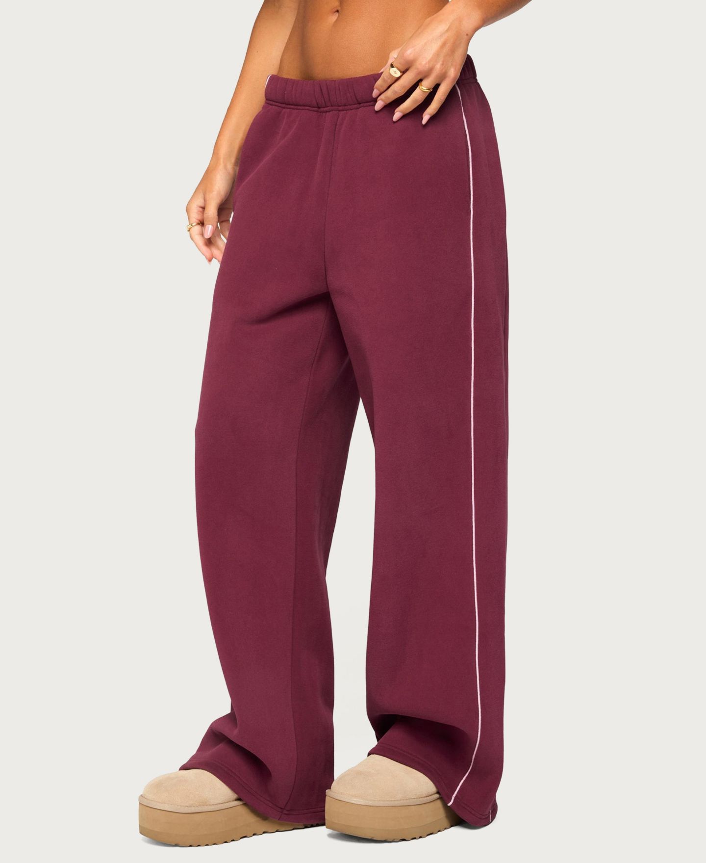 Женские брюки Edikted Autumn Sweatpants, цвет: Бордовый — фото 4
