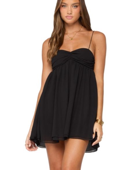Женское платье Edikted Ariellah Chiffon Babydoll Mini, цвет: Чёрный