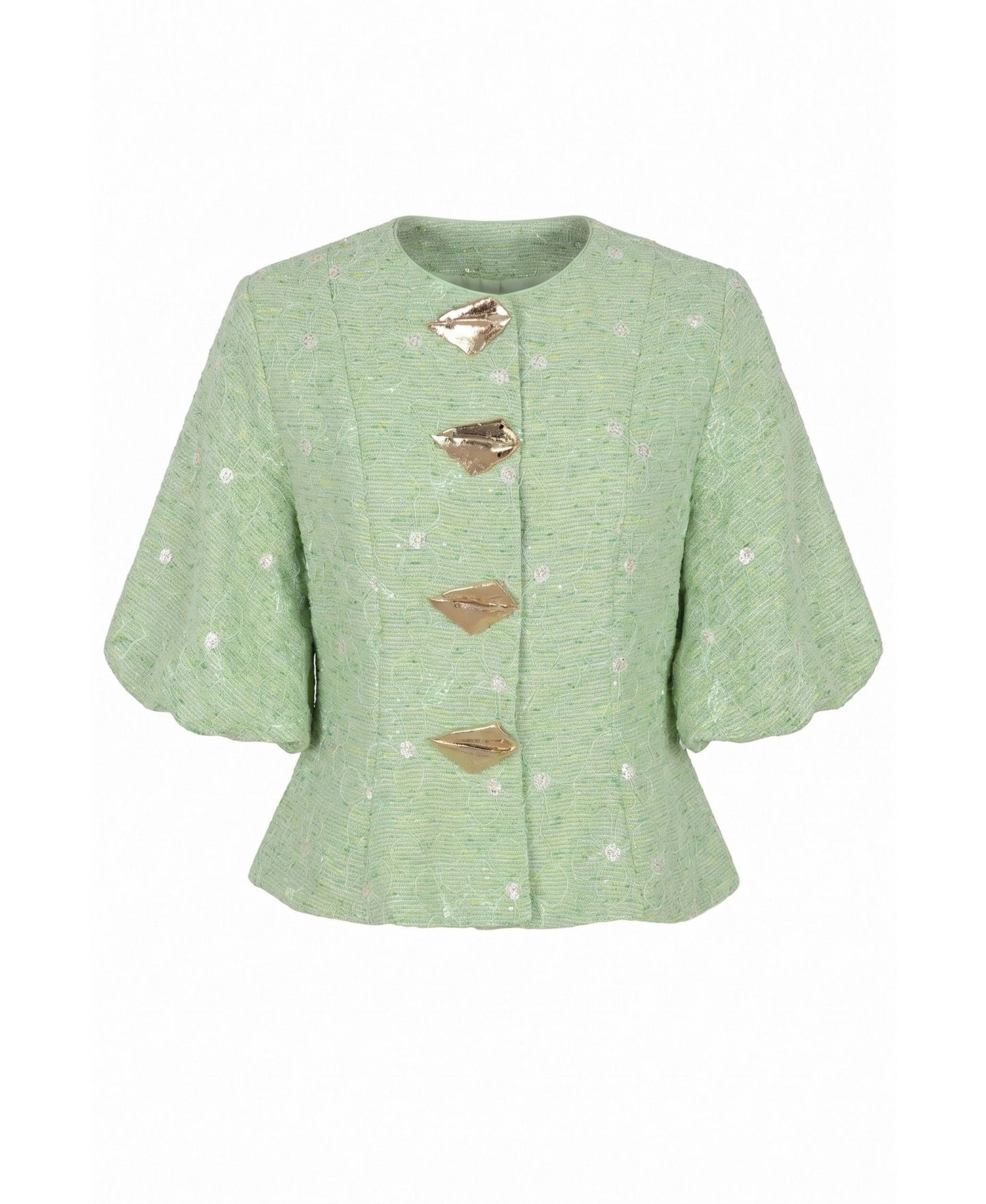 Женская блузка Modenaire Floral Puff Sleeve, цвет: Зелёный — фото 4