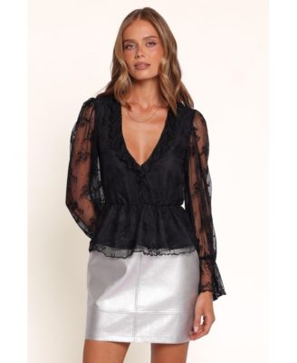 Women's Edith Long-Sleeve V-Neck Peplum Top