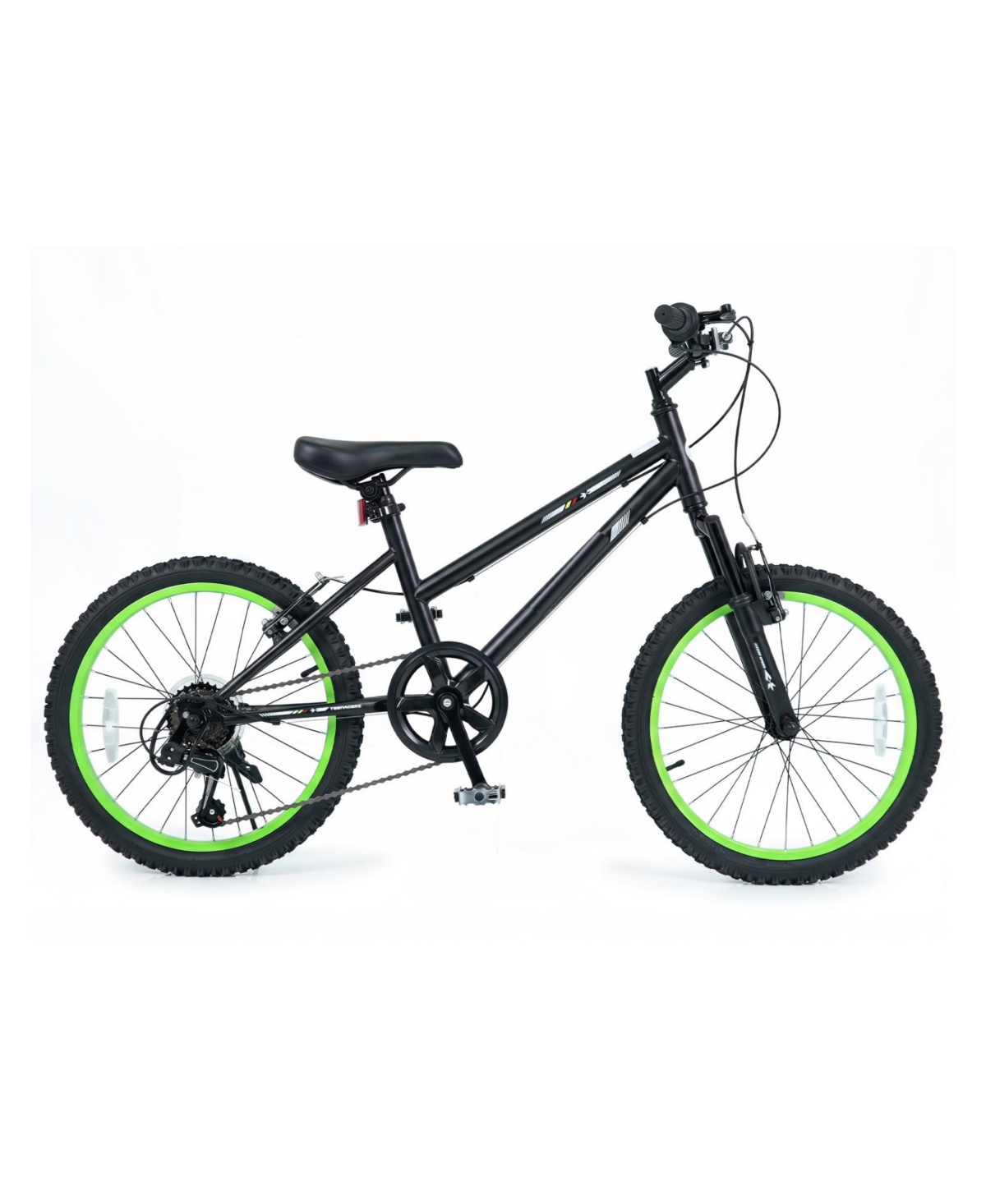 Mecale 20-Inch Kids Mountain Bike with 7-Speed Twist Shifter and Adjustable Seat, 220 lbs Capacity, Ages 3+ - Black