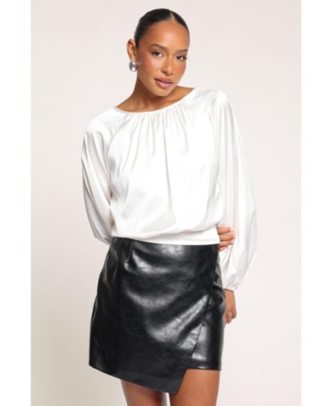 Женская блузка Petal and Pup Remi Open Back Long Sleeve Satin, цвет: Кремовый
