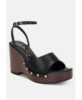 Womens Colada Ankle Strap Studded Wedges