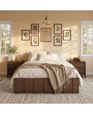 All Size Platform Bed Frame with Wood Slats, No Box Spring Needed, Rounded Corners, Sturdy Wood Frame, Easy Assembly
