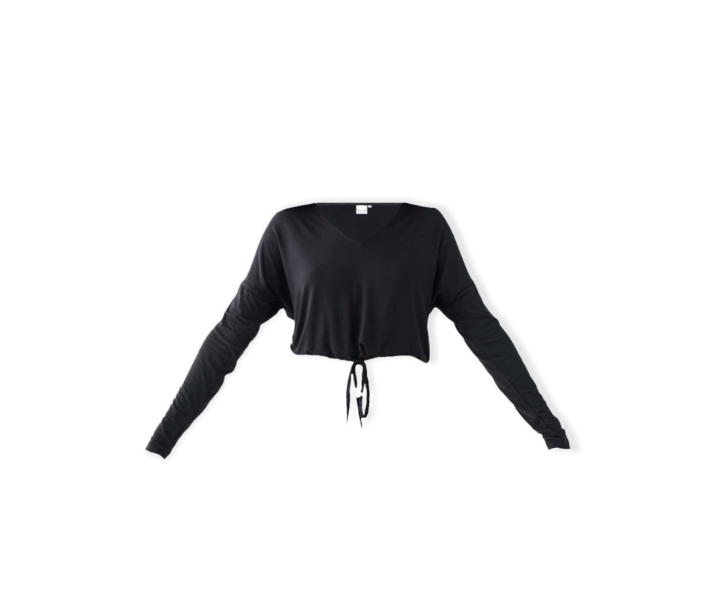 Женский топ Reistor The Modal Long-Sleeve V-Neck Tie-Front Crop, цвет: Чёрный — фото 10