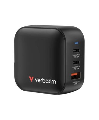 Verbatim 70W 3-Port USB Mini GaN USB-C Power Delivery Wall Charger for ...