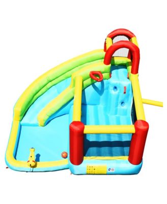 6-in-1 Inflatable Bounce House with Climbing Wall and Basketball Hoop with Blower, Ages 3-10