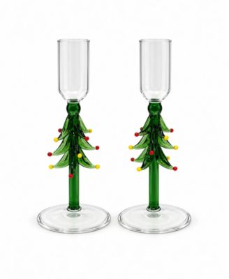 Christmas Tree Figural Candleholders, Set of 2
