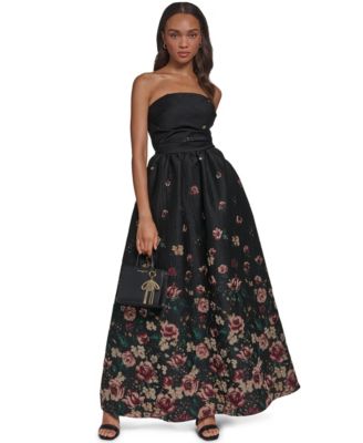 Women's Strapless Floral Gown